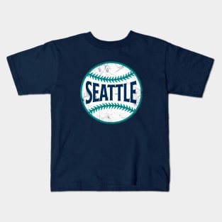 Seattle Retro Baseball - Navy Kids T-Shirt